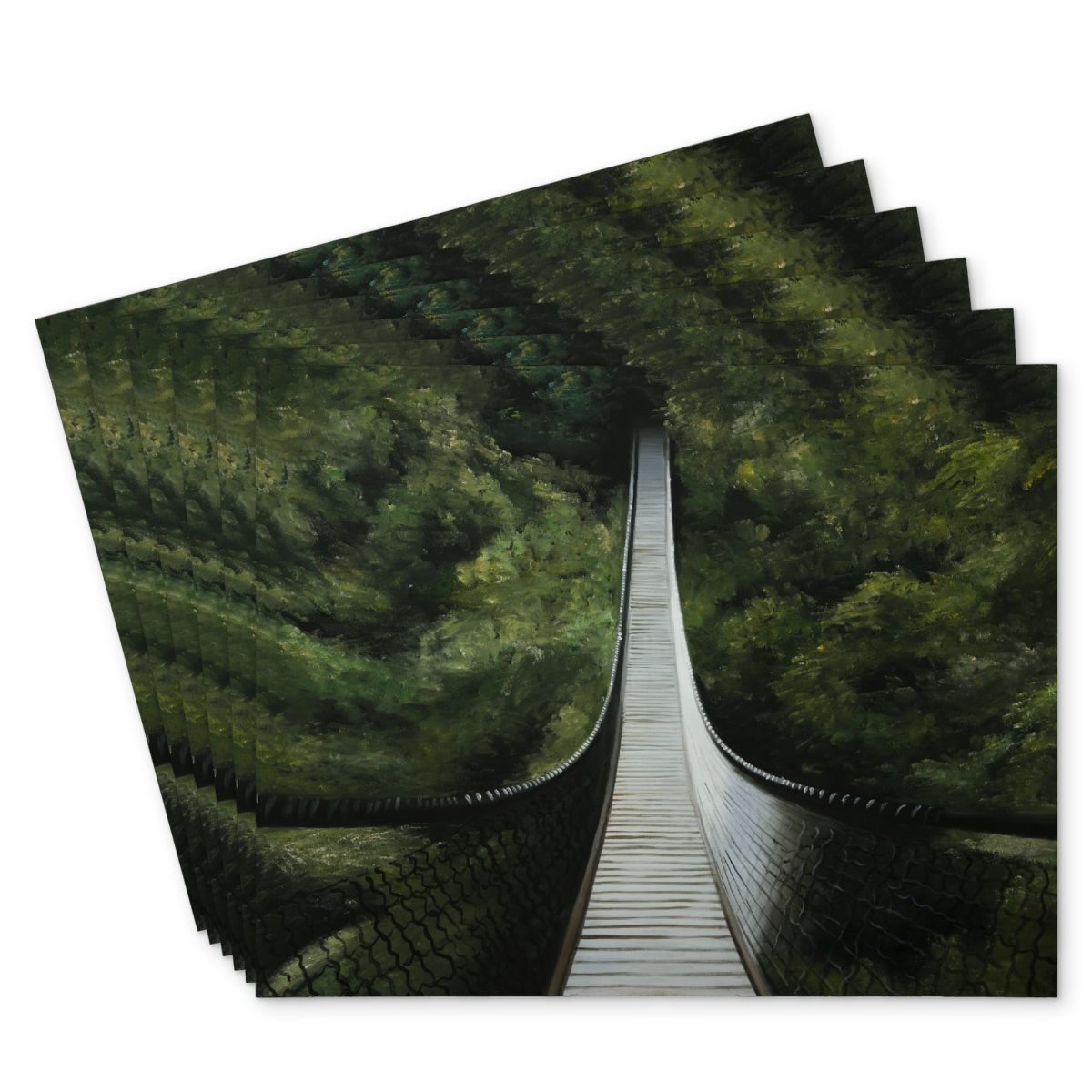 Picture of Begin Home Decor C6PP1418M00BRH 14 x 18 in. Suspended Bridge in the Forest - Polyester Placemat for Decor - Set of 6