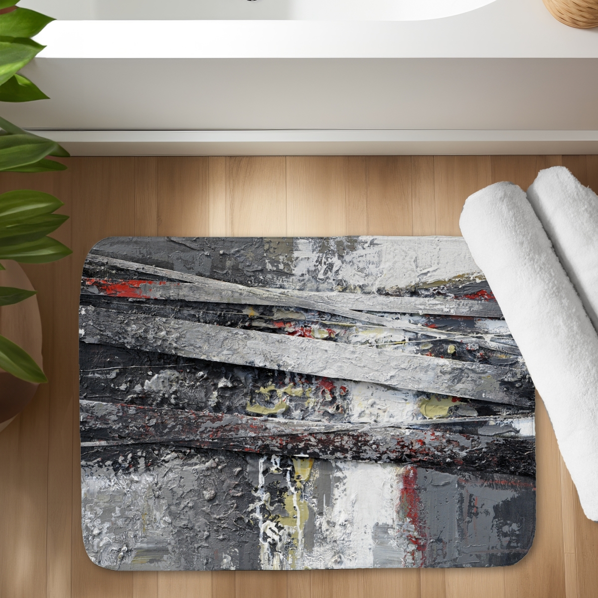 C1BM1724PVWU85 17 x 24 in. Industrial & Texturized Abstract Stripes Bath Mat - Gray Decor