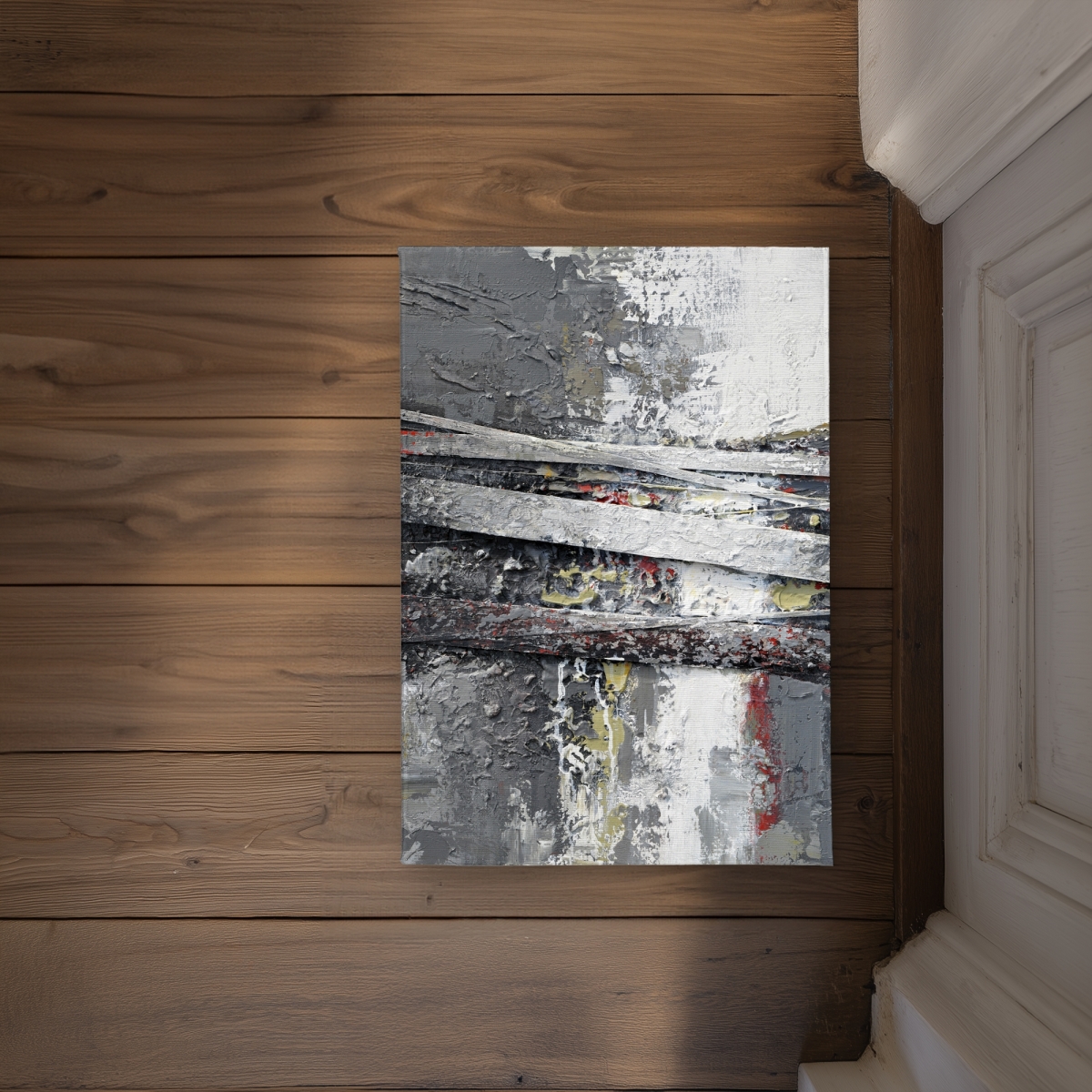 CODM17246A8002 17 x 24 in. Industrial Texturized Abstract Stripes Beige Door Mat - Home Decor