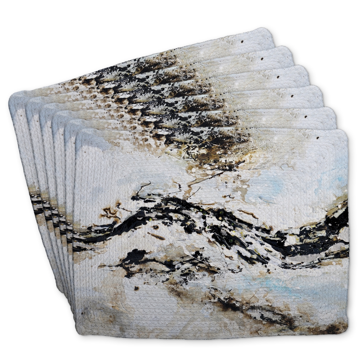 Picture of Begin Home Decor C6BP1418H1G1VB 14 x 18 in. Abstract & Texturized Paint Splash Braided Polyester Placemat - Set of 6