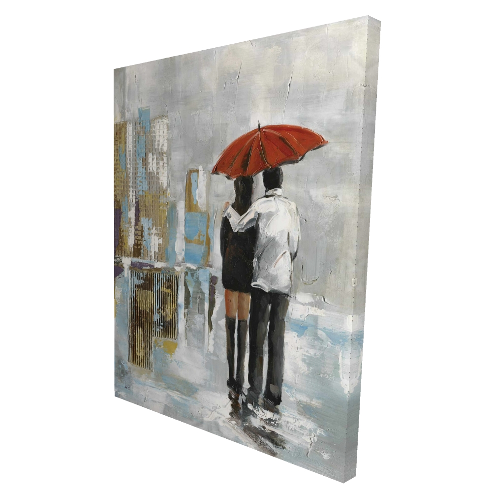 2080-4836-CI14 36 x 48 in. Couple Walking Under Umbrella - Contemporary Street Canvas Decor