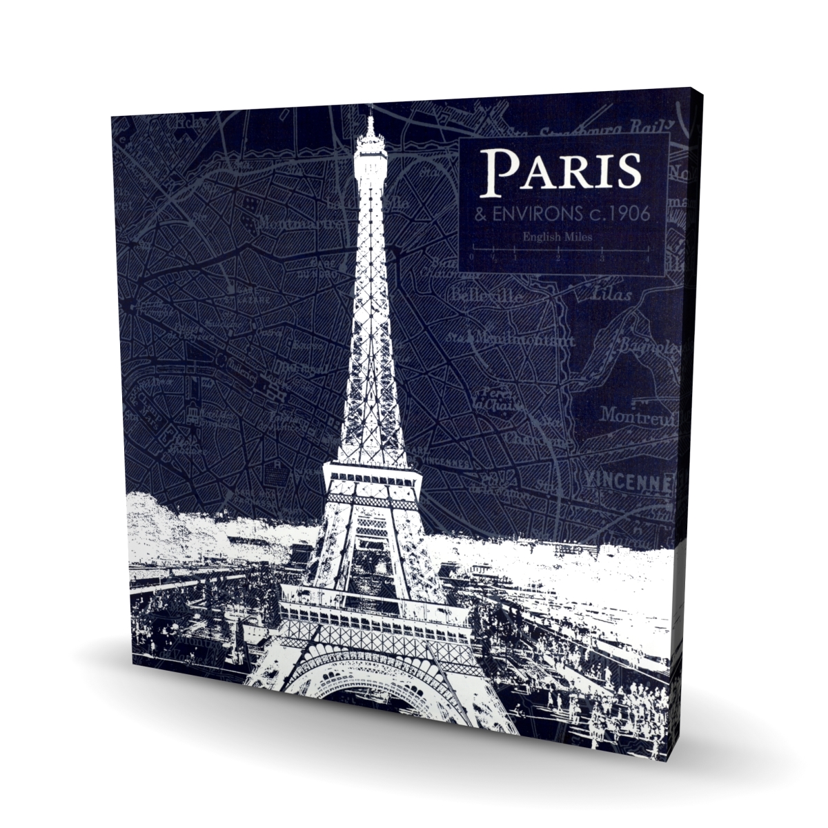 C1RC3636LPIJ2U 36 x 36 in. Paris Blue Print & Eiffel Tower - Vintage Canvas Decor
