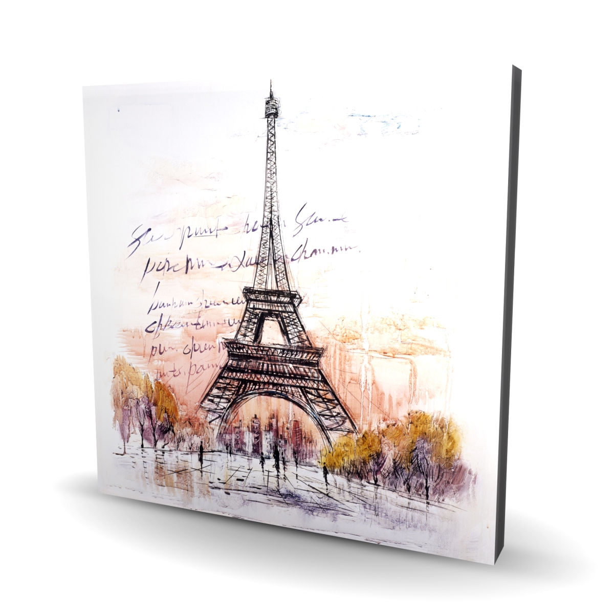 C1RC2424EXEUVI 24 x 24 in. Eiffel Tower Sketch Canvas - Handwritten Message Home Decor