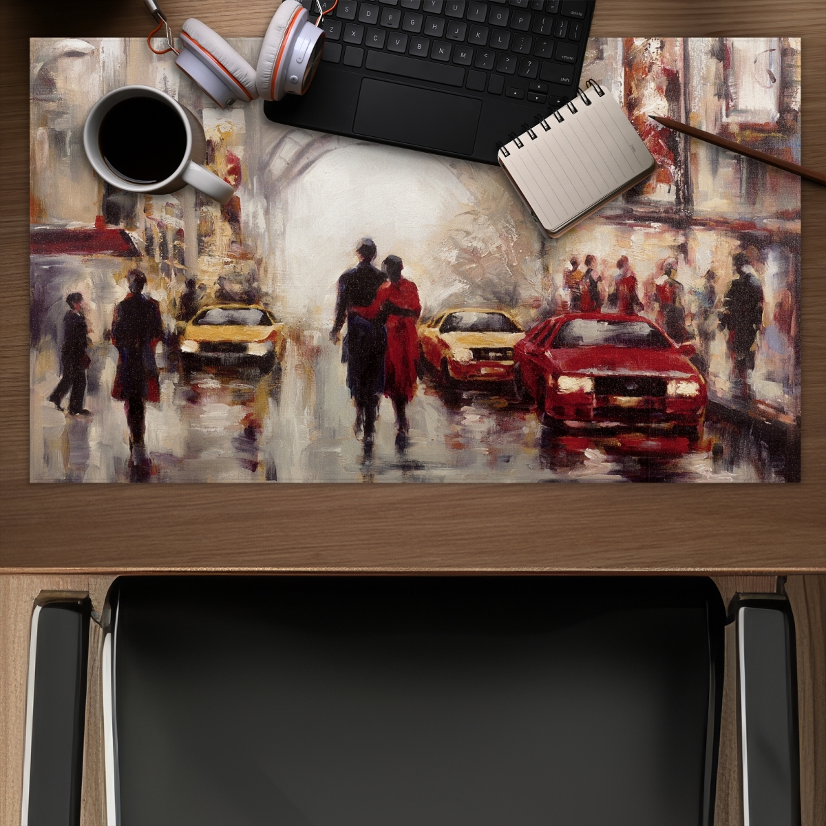 C1DM1424EC194T 14 x 24 in. Busy Street of Paris Gaming Mat - Beige Home Decor