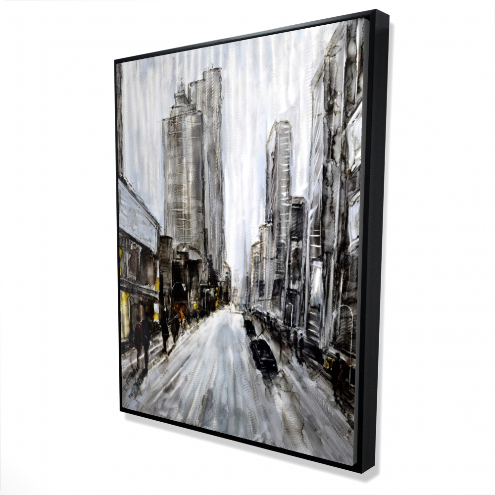 2081-4836-CI67 36 x 48 in. Gray Gloomy Street - Framed Canvas for Home Decor - Unique Art