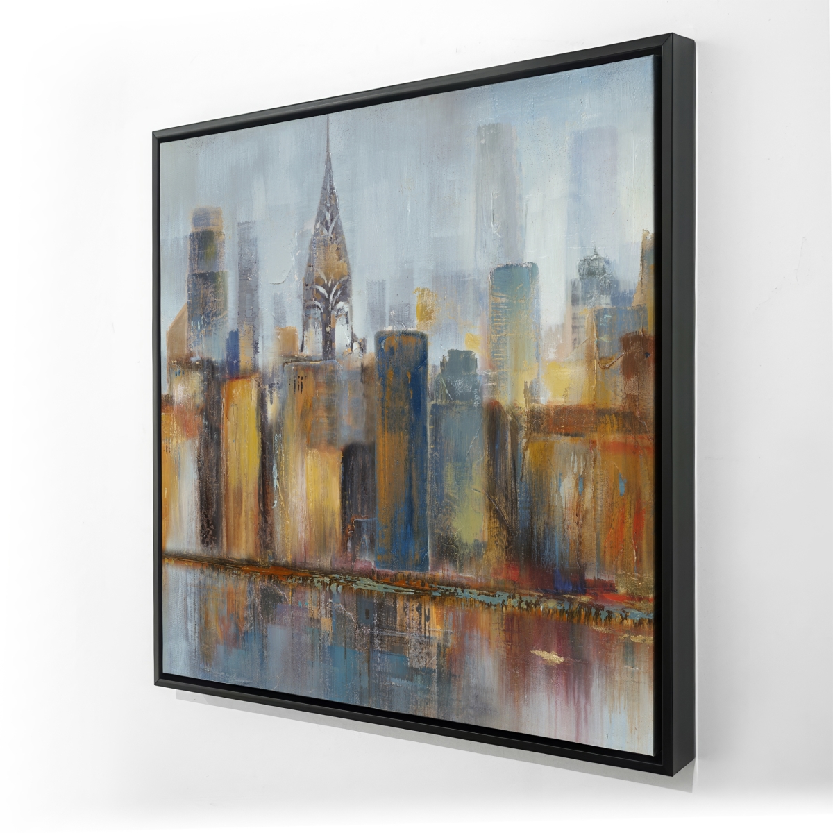 C1FC2424JRD2GR 24 x 24 in. Cityscape with Chrysler Building - Modern Framed Canvas Decor