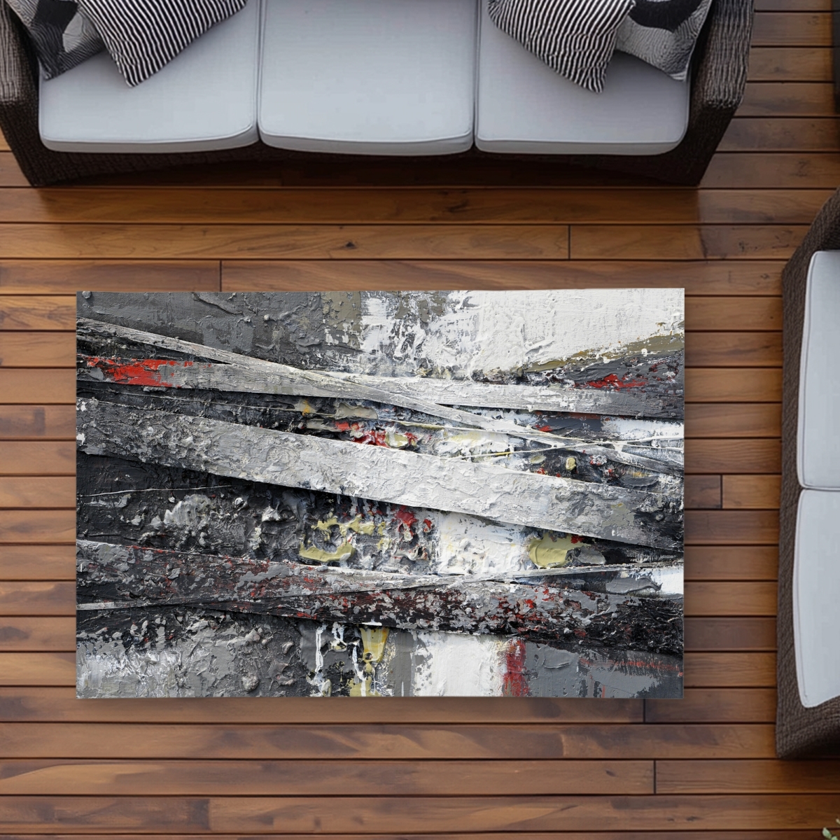 C1ROAR35C2HAWR 3 x 5 ft. Industrial & Texturized Abstract Stripes Outdoor Area Rug - Rectangle