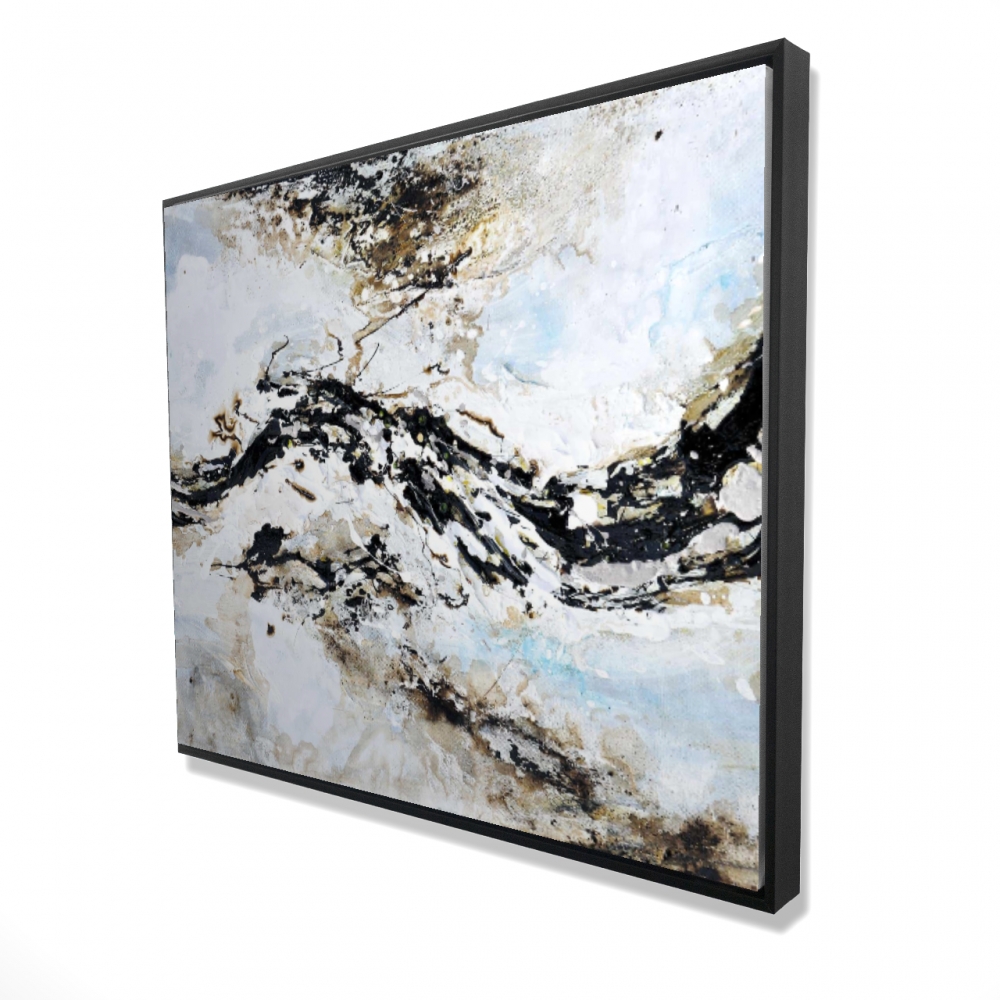 2081-4860-AB7 48 x 60 in. Abstract & Texturized Paint Splash - Gray Framed Canvas Art