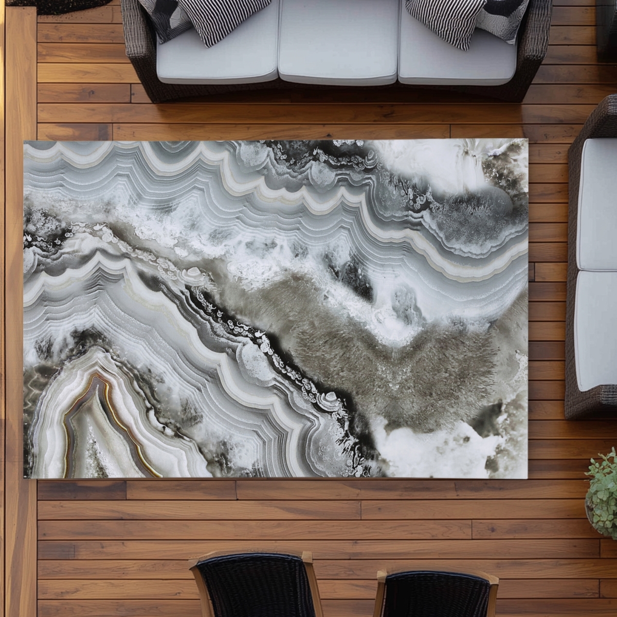 C1ROAR57S89T0G 5 x 7 ft. Abstract Geode White Bedroom Outdoor Area Rug - Home Decor - Rectangle