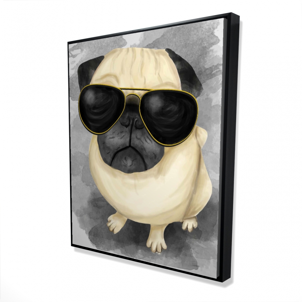 2081-6048-AN94 48 x 60 in. Pug with Style - Framed Canvas for Bedroom Decor