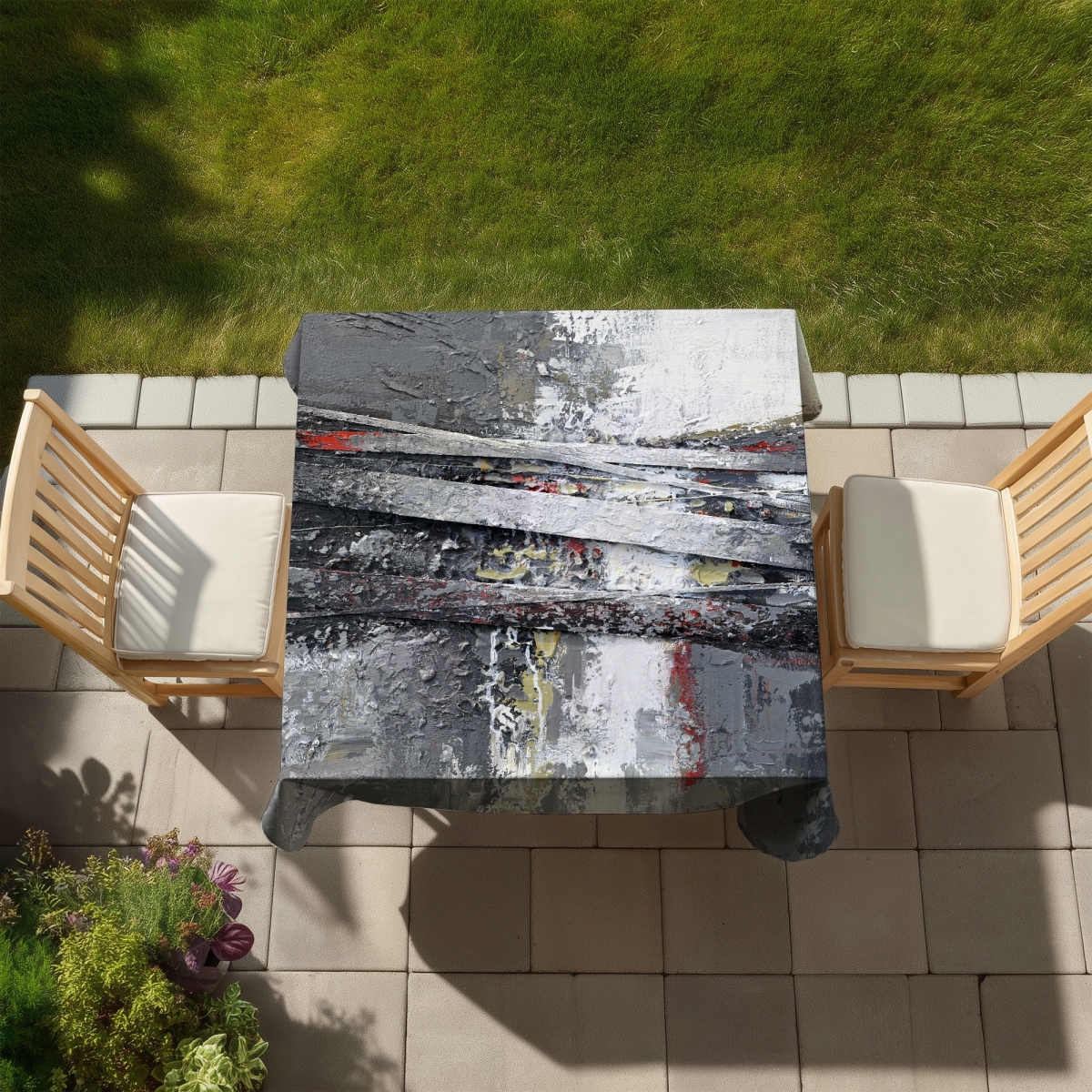 Picture of Begin Home Decor C1TC5858F54KP6 58 x 58 in. Industrial & Texturized Abstract Stripes Tablecloth - Home Decor
