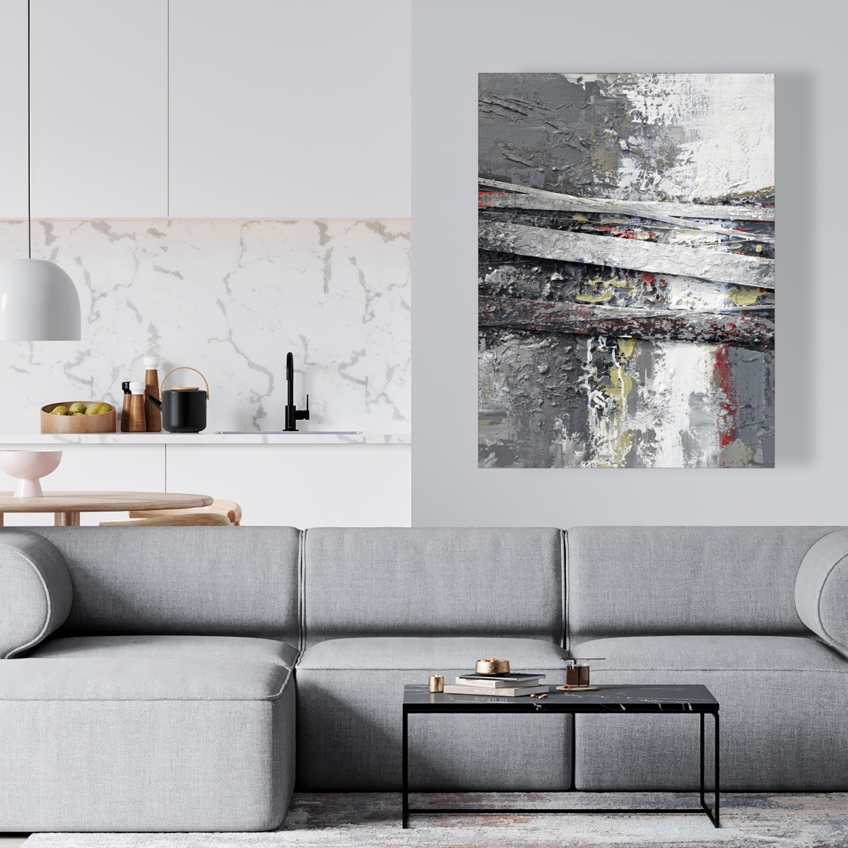 C1RC3648SA9VJB 36 x 48 in. Industrial & Texturized Abstract Stripes Canvas - Home Decor