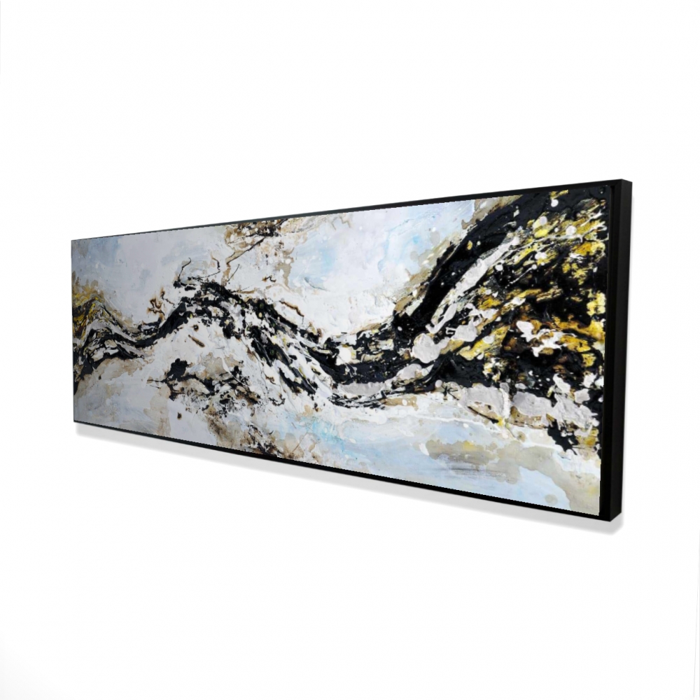 2081-2060-AB7 20 x 60 in. Abstract & Texturized Paint Splash - Modern Framed Canvas Decor