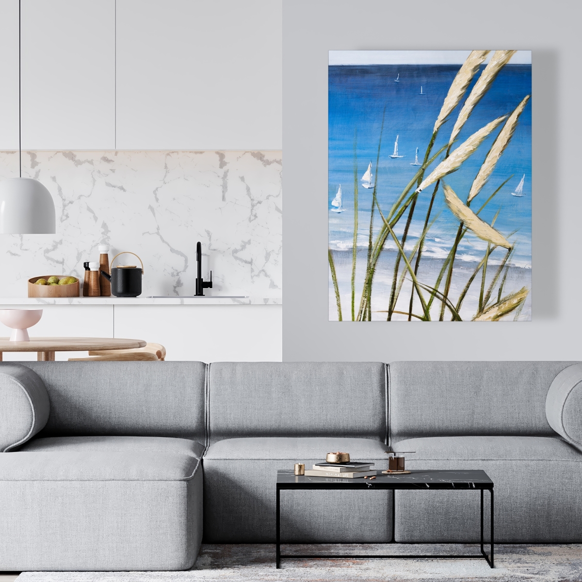C1RC3648G48W9C 36 x 48 in. Oyat Plant & Seaside - Floral White Canvas for Home Decor