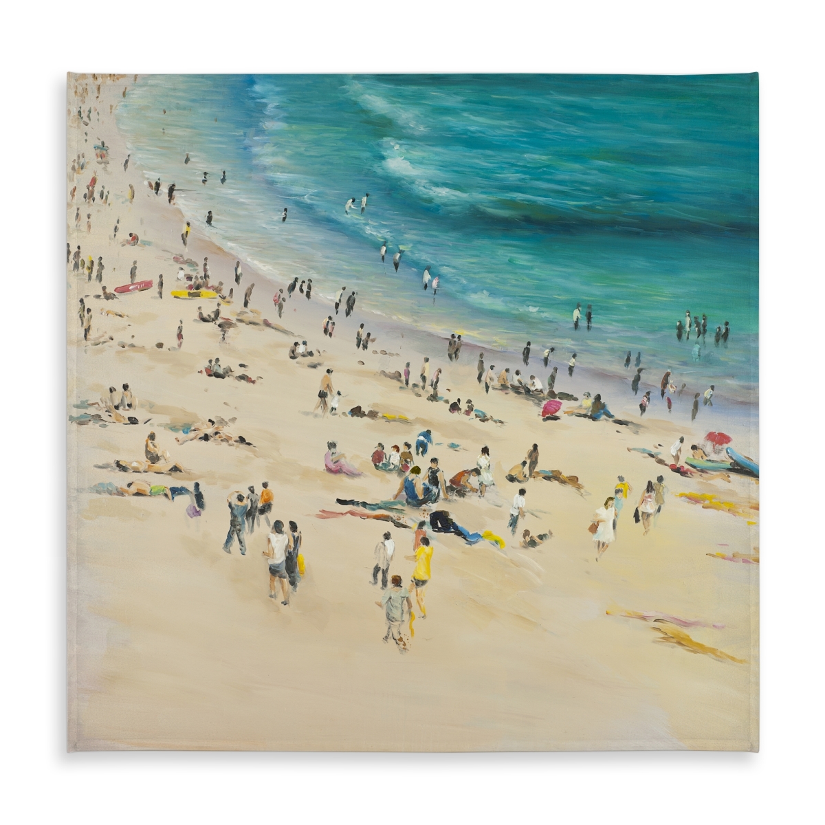 Picture of Begin Home Decor C1TC58584B1M7W 58 x 58 in. Summer Crowd At the Beach Tablecloth - Coastal Contemporary Decor