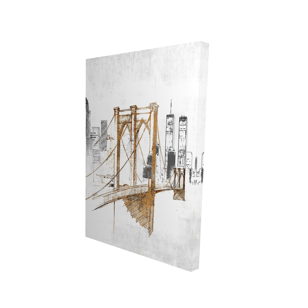 2080-3624-CI100 24 x 36 in. Brooklyn Bridge Blurry Sketch - Illustrative Cities Canvas Decor