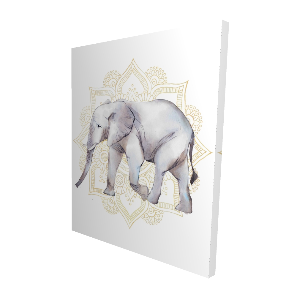 2080-6048-AN390 48 x 60 in. Elephant on Mandalas - Pattern Animals Canvas for Home Decor
