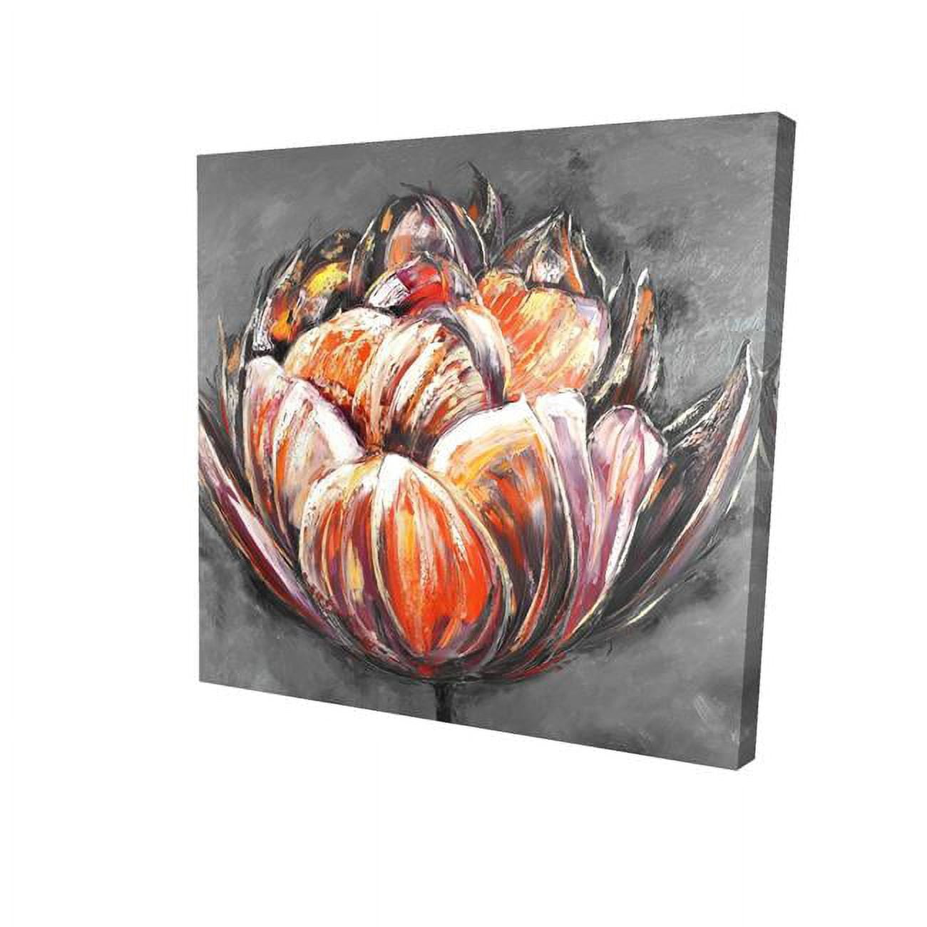 12 x 12 in. Double & Abstract Orange Tulip-Print on Canvas