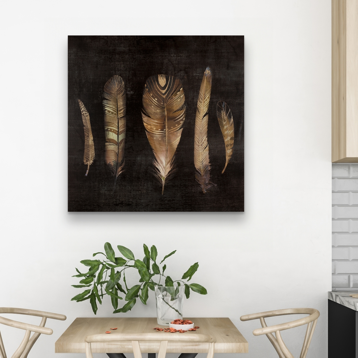 C1RC3232E89S8U 32 x 32 in. Brown Feather Set - Animals Brown Canvas for Home Decor