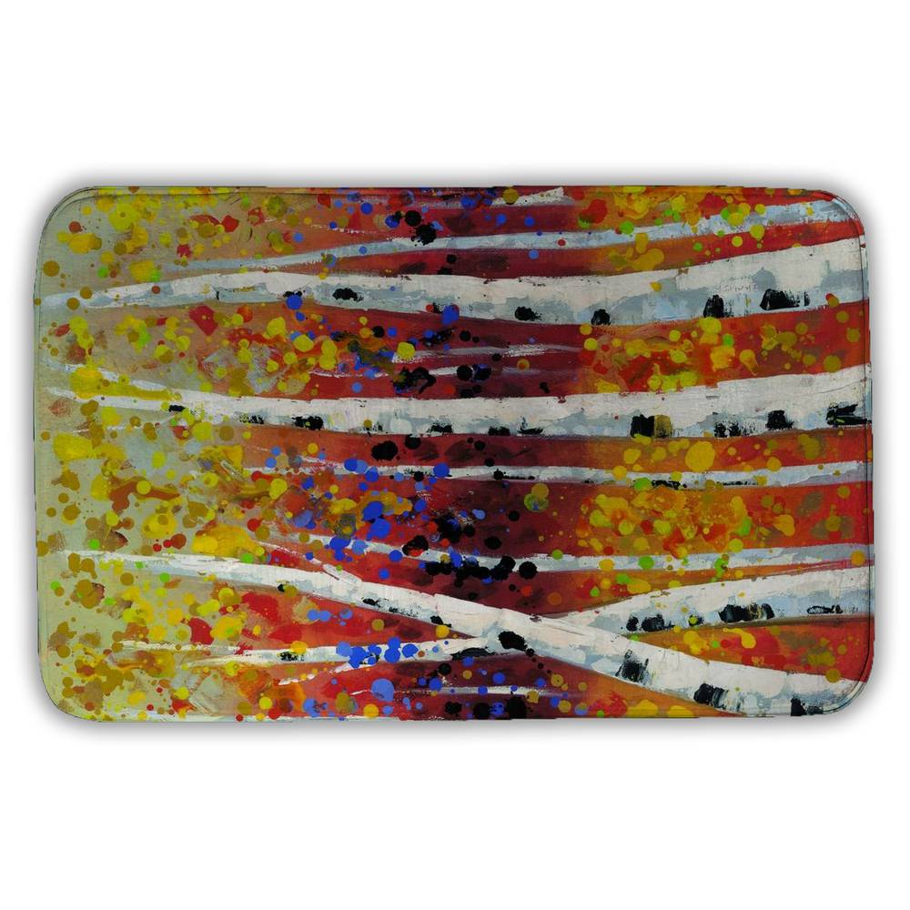 5930-3421-LA2 21 x 34 in. Colored Birches Bath Mat - Landscapes Trees Home Decor