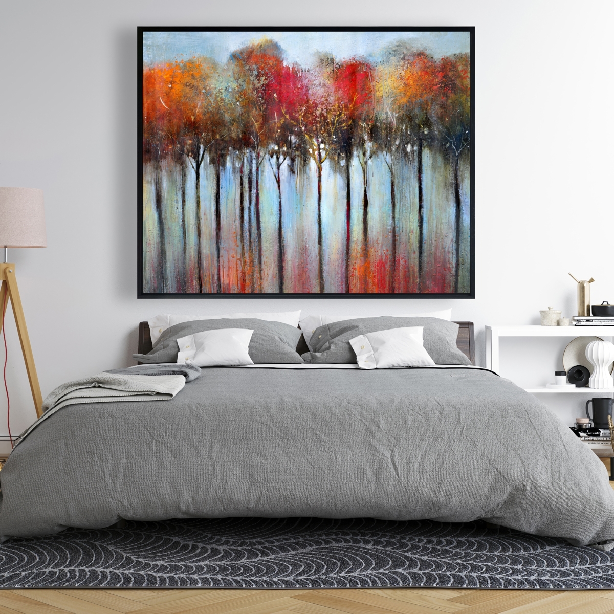 C1FC486099Q5UW 48 x 60 in. Abstract & Colorful Forest - Framed Canvas Home Decor