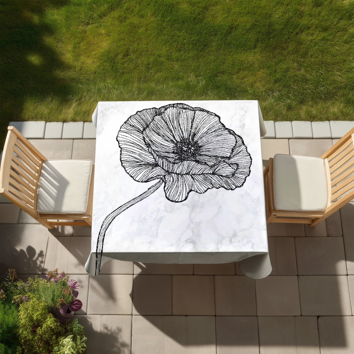 Picture of Begin Home Decor C1TC5858AZEGFL 58 x 58 in. Bright Poppy Flower Tablecloth - Gray Indoor Outdoor Decor