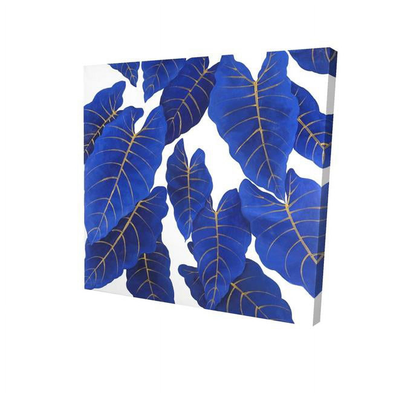 12 x 12 in. Tropical Abstract Blue Leaves-Print on Canvas