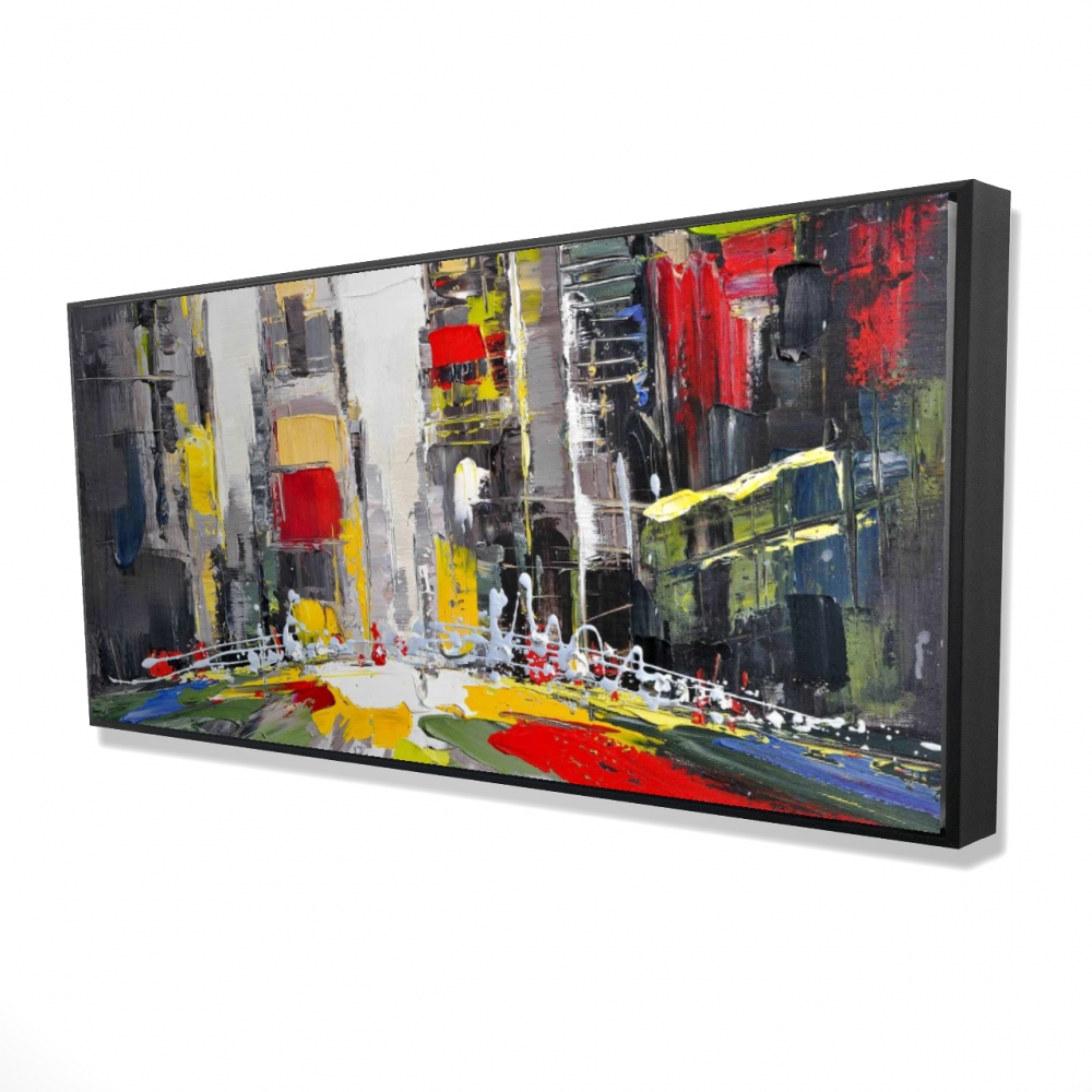 2081-2448-CI44 24 x 48 in. Abstract Texturized Cityscape - Framed Canvas for Home Decor