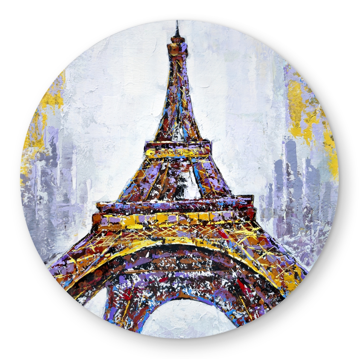 C1COAR555DYEJA 5 x 5 ft. Abstract Paint Splash Eiffel Tower Rug - Bedroom Decor Round