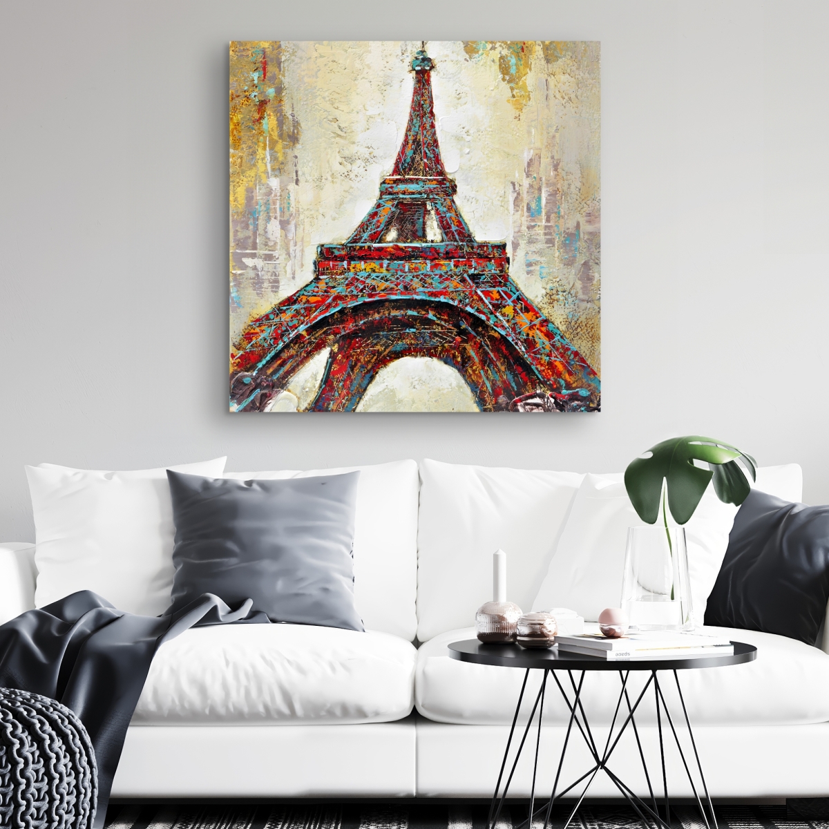 C1RC3232T8ARZ9 32 x 32 in. Abstract Eiffel Tower - Contemporary Office Canvas for Home Decor