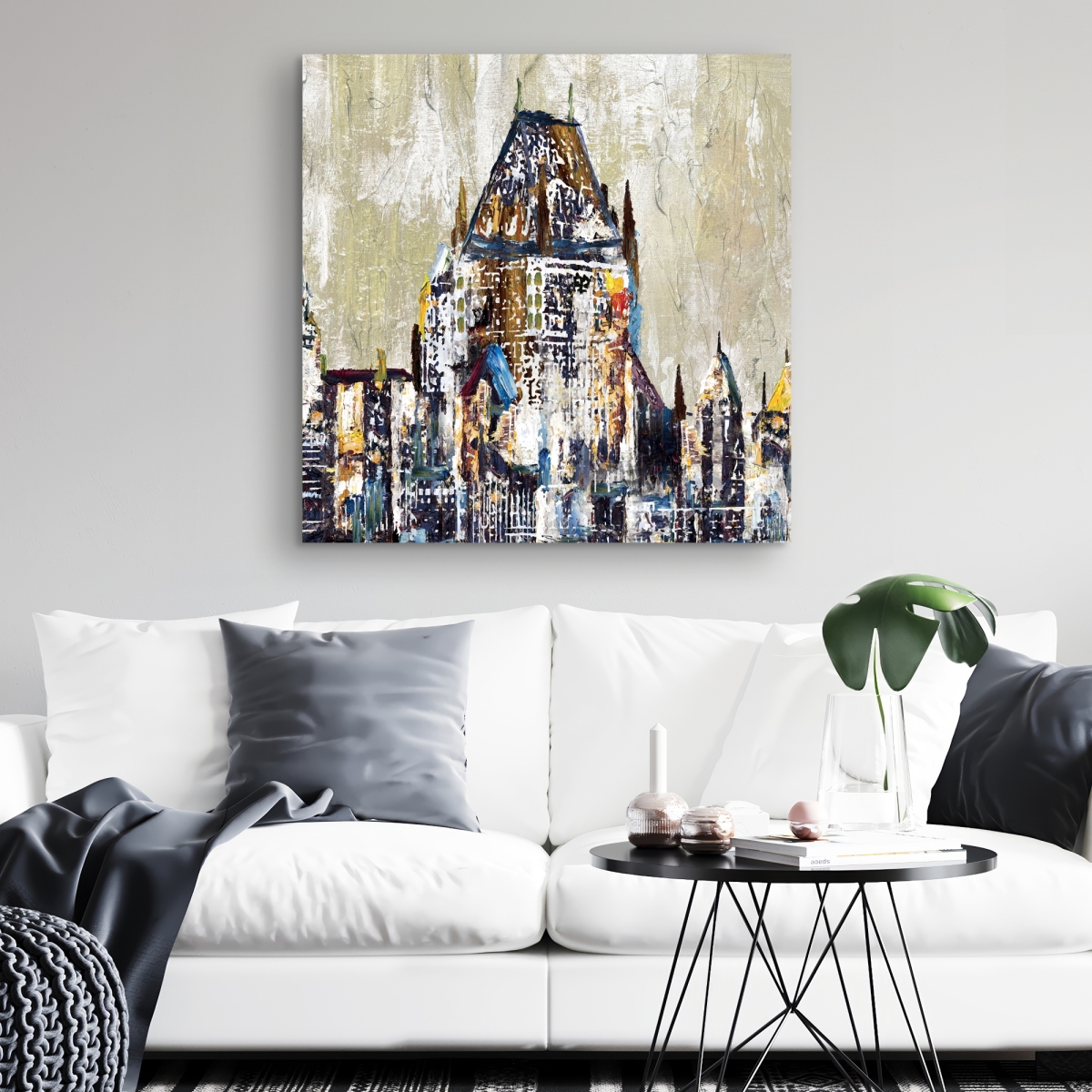 C1RC3232IPUAA3 32 x 32 in. Abstract Chateau Frontenac Canvas - Architecture Office Decor