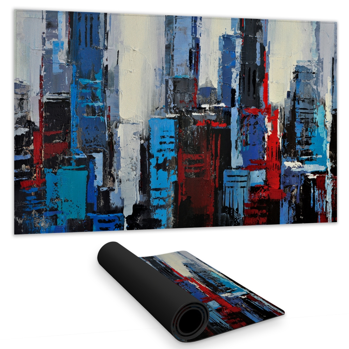 C1DM14240GUQLM 14 x 24 in. Abstract Blue City - Gaming Mat for Home Decor - Building Cities