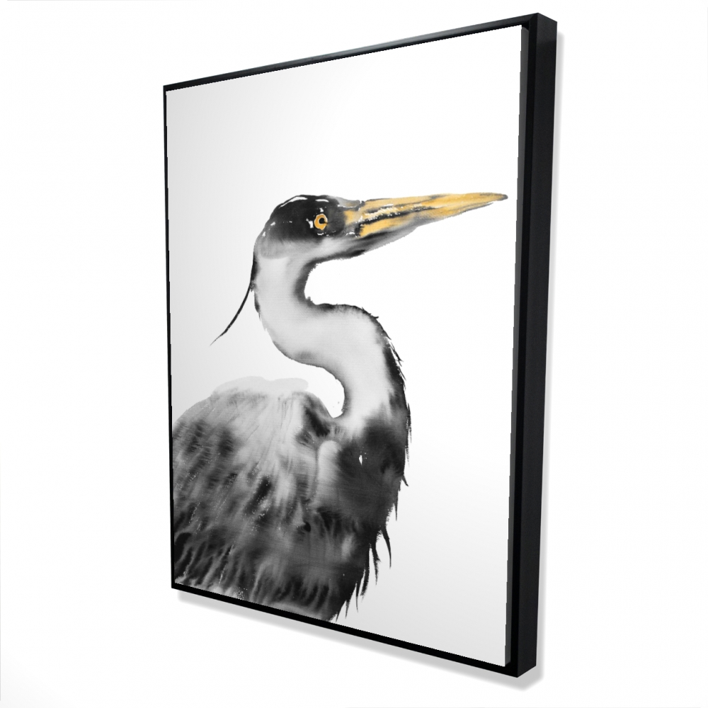 2081-4836-AN448 36 x 48 in. Great Heron - Bird Black Framed Canvas for Home Decor
