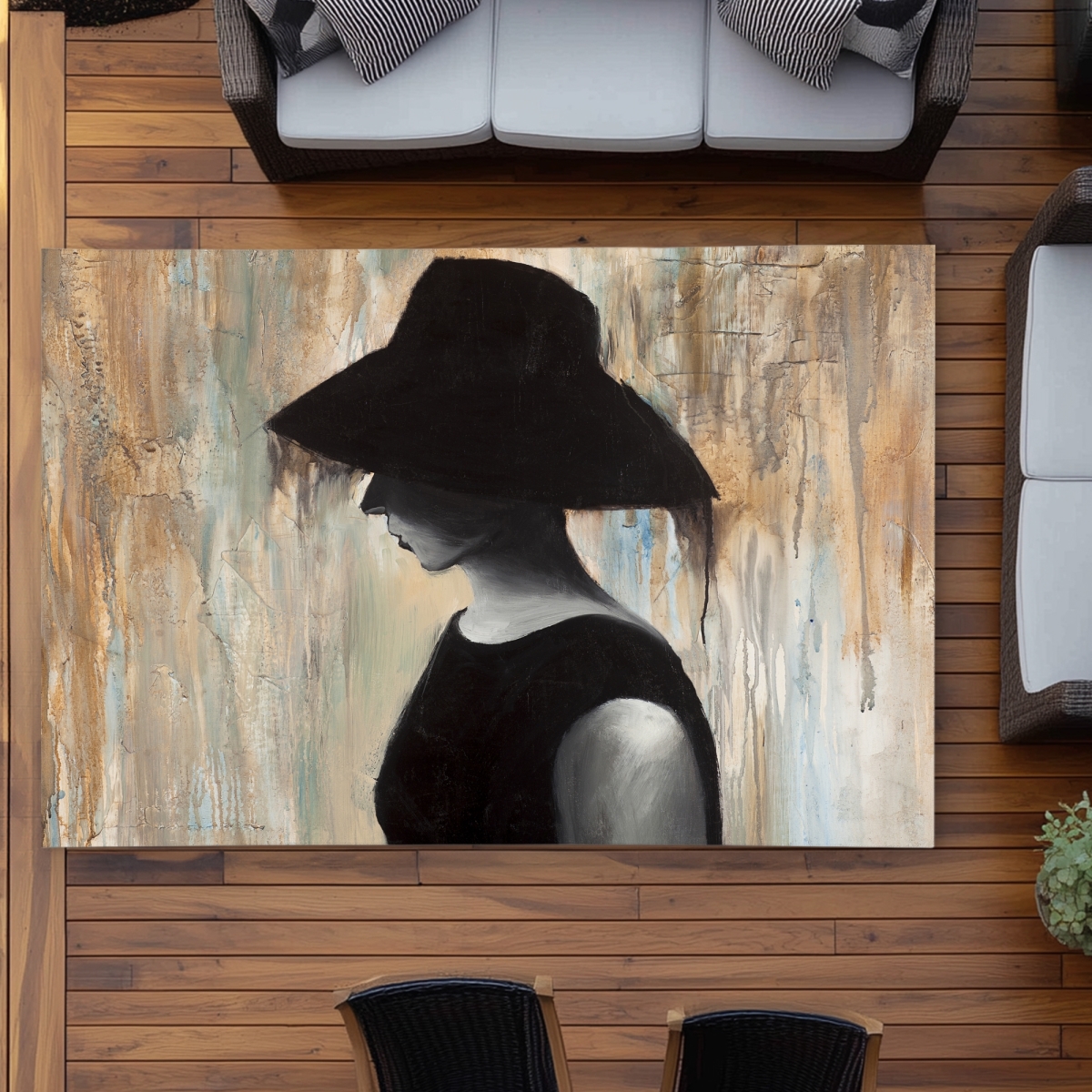 C1ROAR5727T392 5 x 7 ft. Audrey Hepburn Big Hat Rug - Stylish Home Decor Bedroom Outdoor - Rectangle