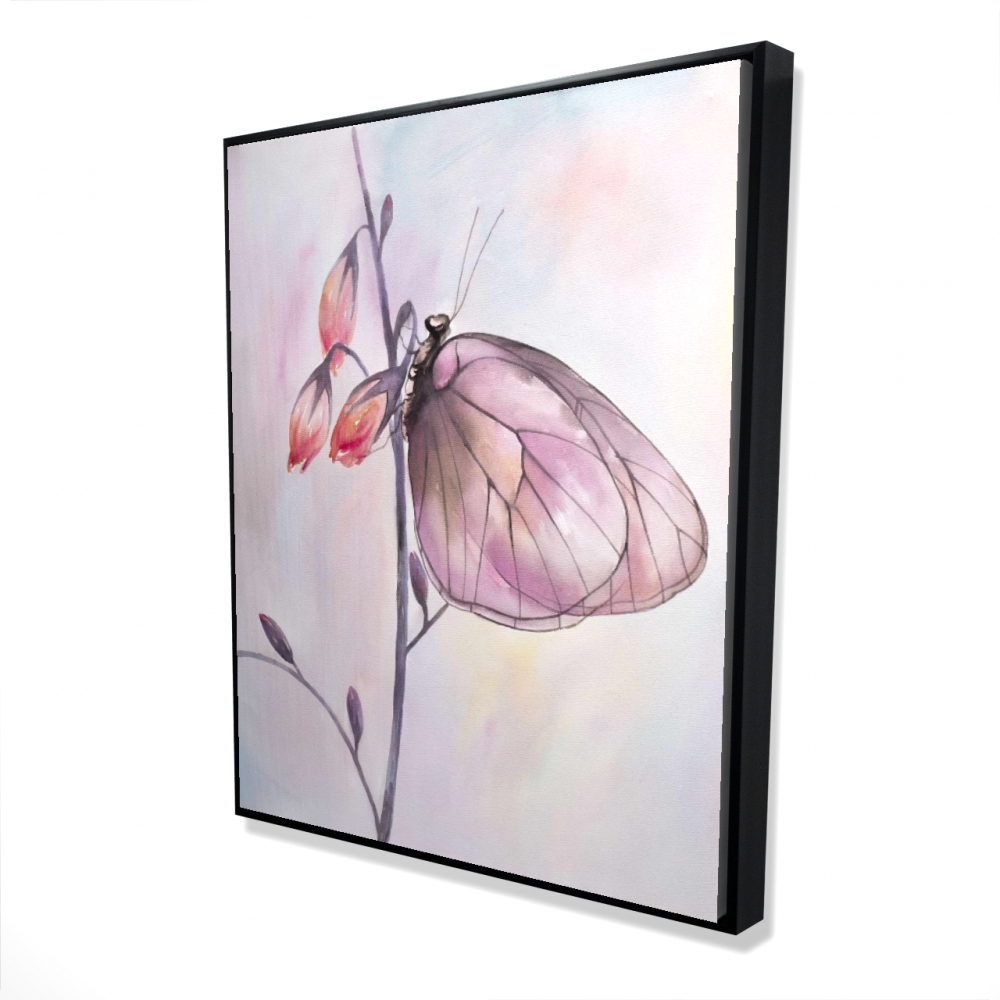 2081-6048-AN346 48 x 60 in. Delicate Butterfly - Pink Framed Canvas for Home Decor