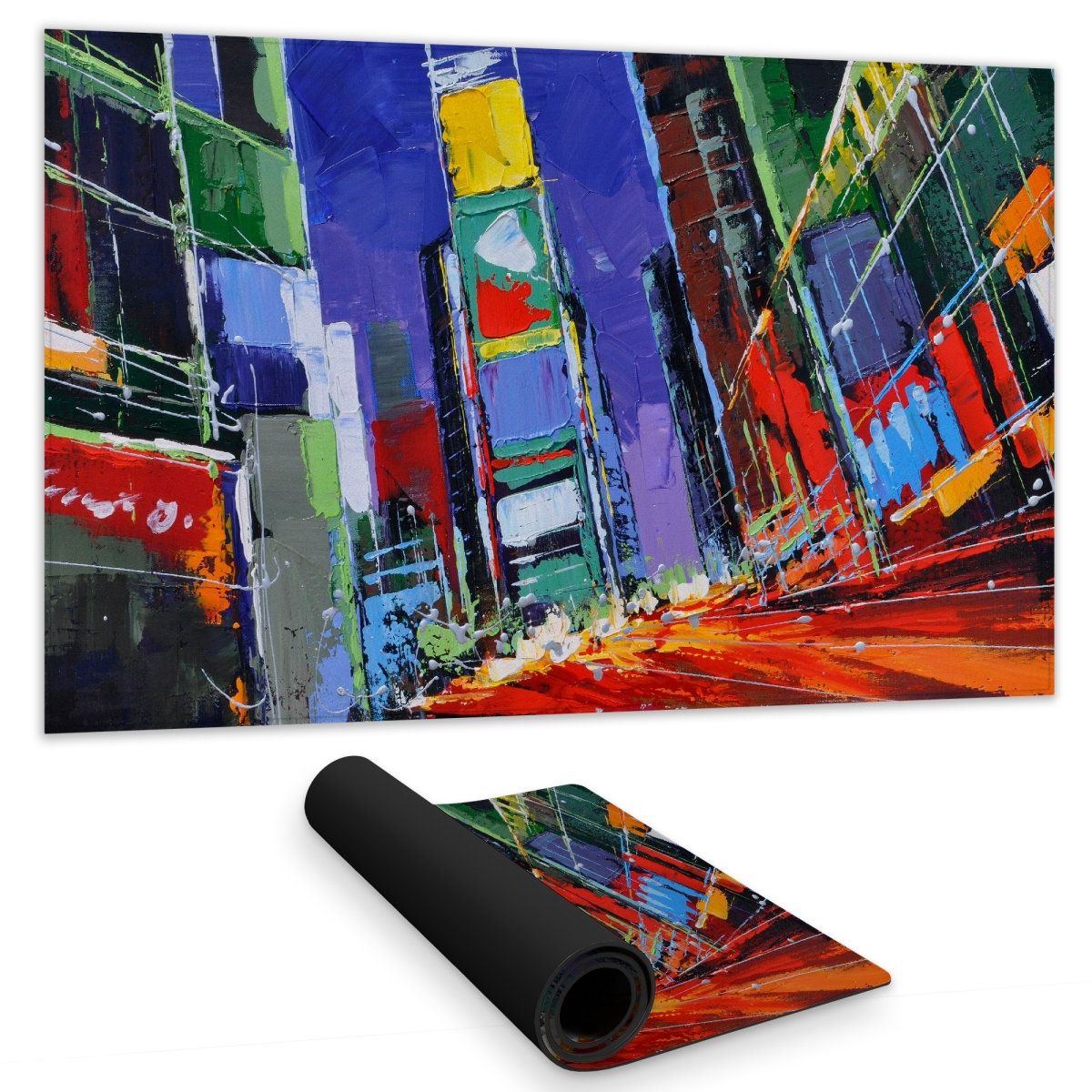 C1DM1424WHFD8I 14 x 24 in. Colorful Times Square By Night Gaming Mat - Cities Blue Decor