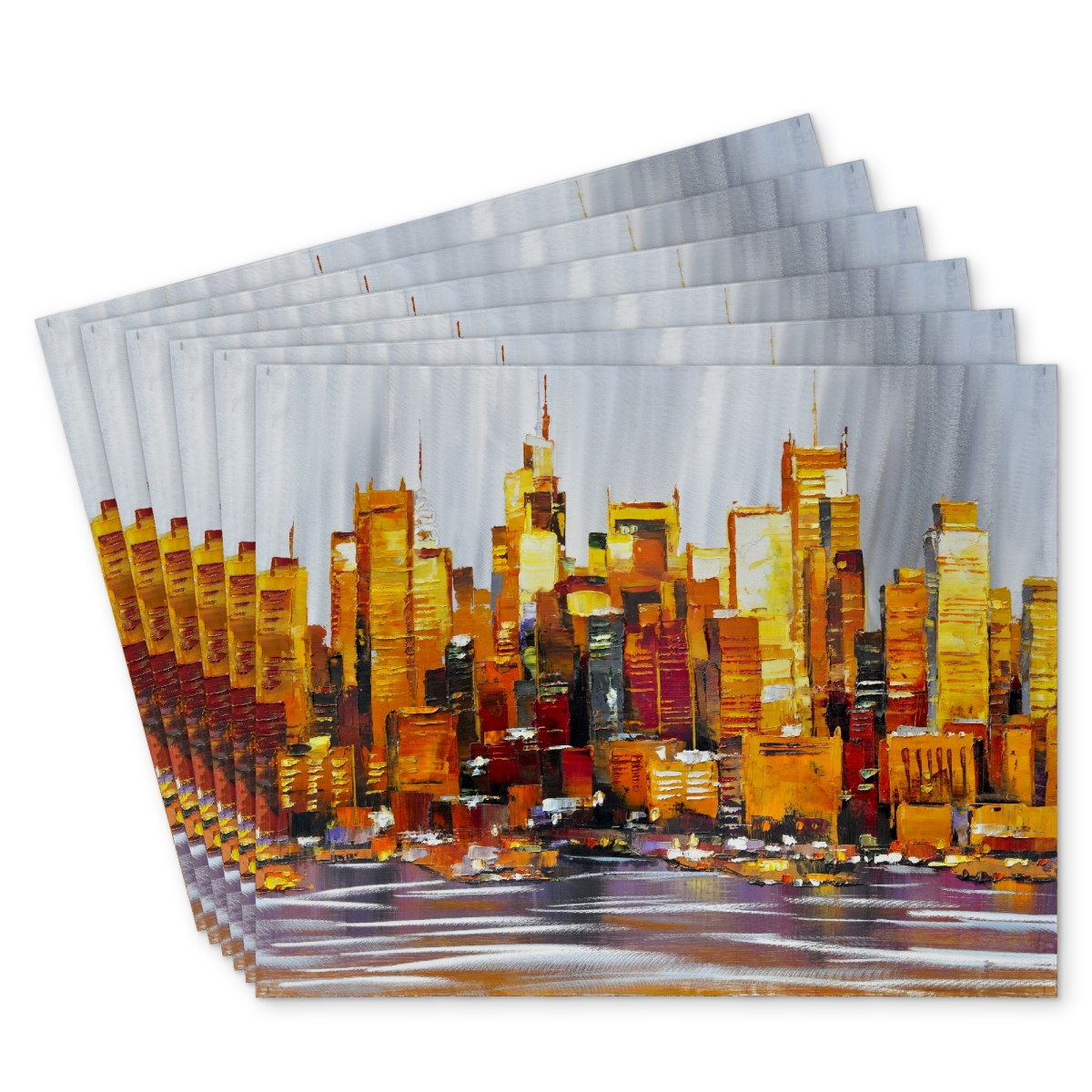 Picture of Begin Home Decor C6PP1418QNPPA7 14 x 18 in. Orange Buildings Polyester Placemat - Stylish Home Decor - Set of 6
