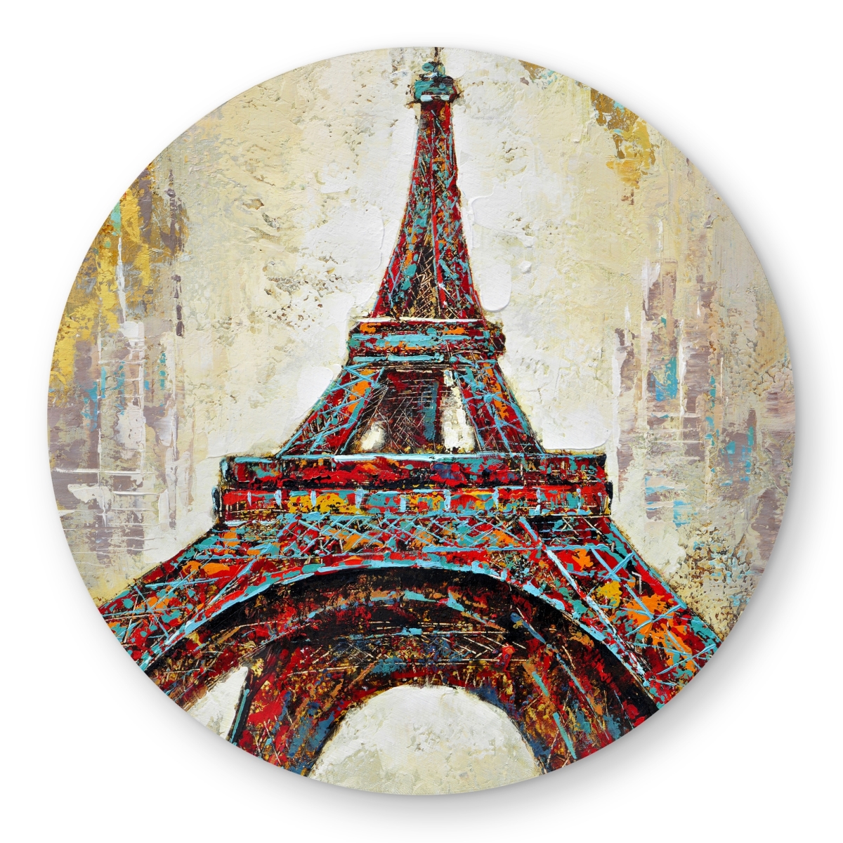 C1COAR55V16VZ9 5 x 5 ft. Abstract Eiffel Tower Rug - Contemporary Round Outdoor Decor