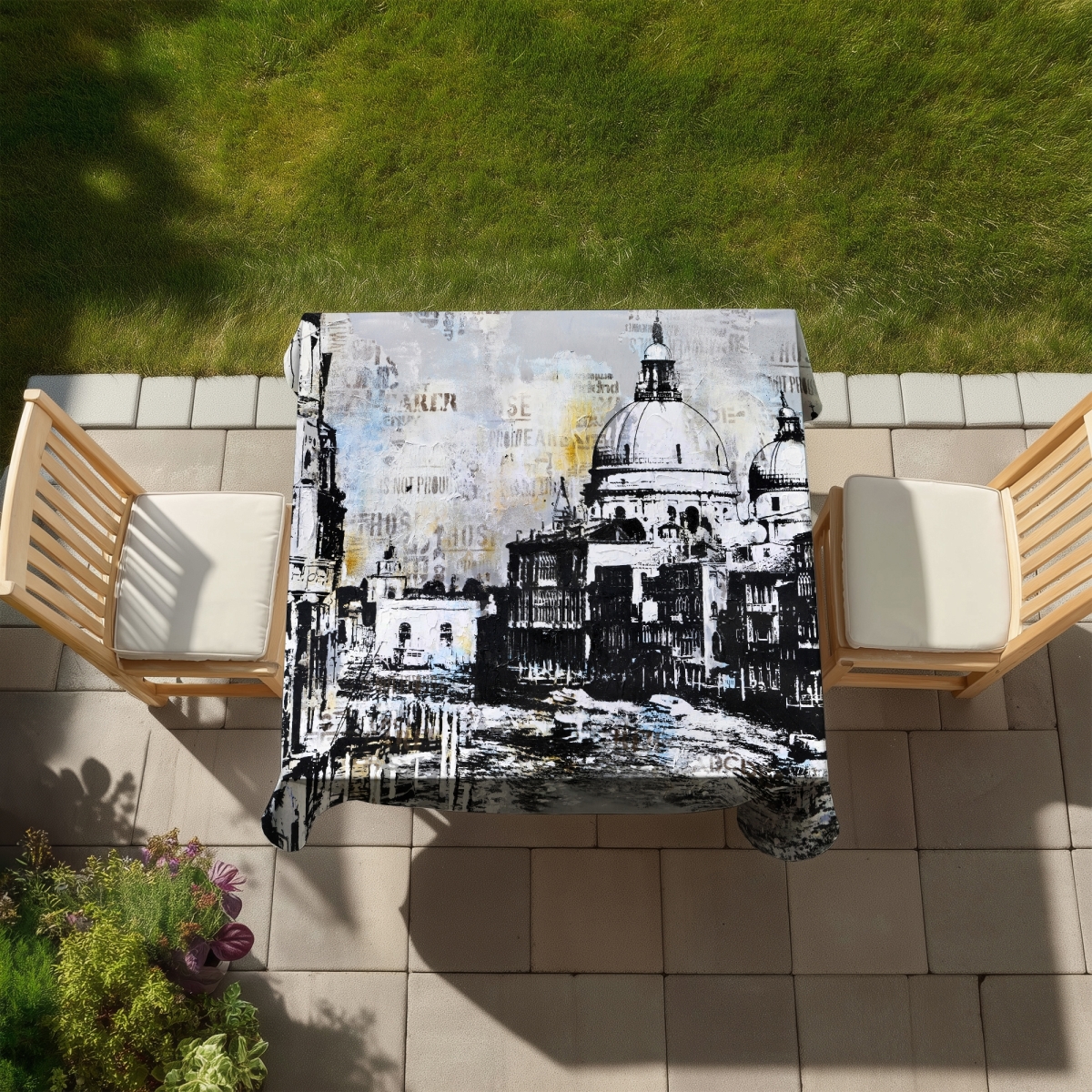 Picture of Begin Home Decor C1TC5858RNAHFV 58 x 58 in. Basilica of Santa Maria Della Salute Tablecloth - Indoor Outdoor
