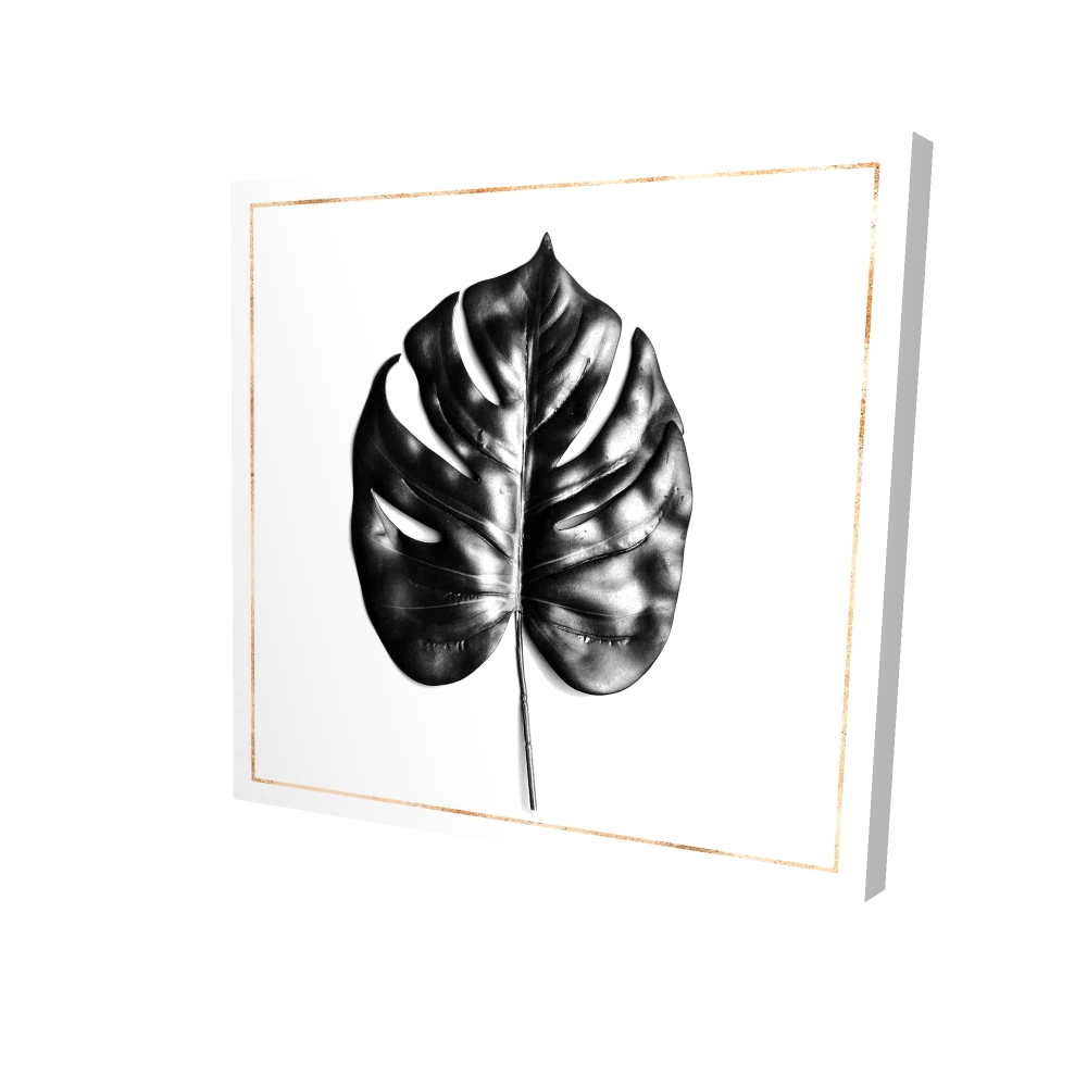 2080-3636-FL302 36 x 36 in. Split Leaf Philodendron Rose Line Black Canvas - Home Decor