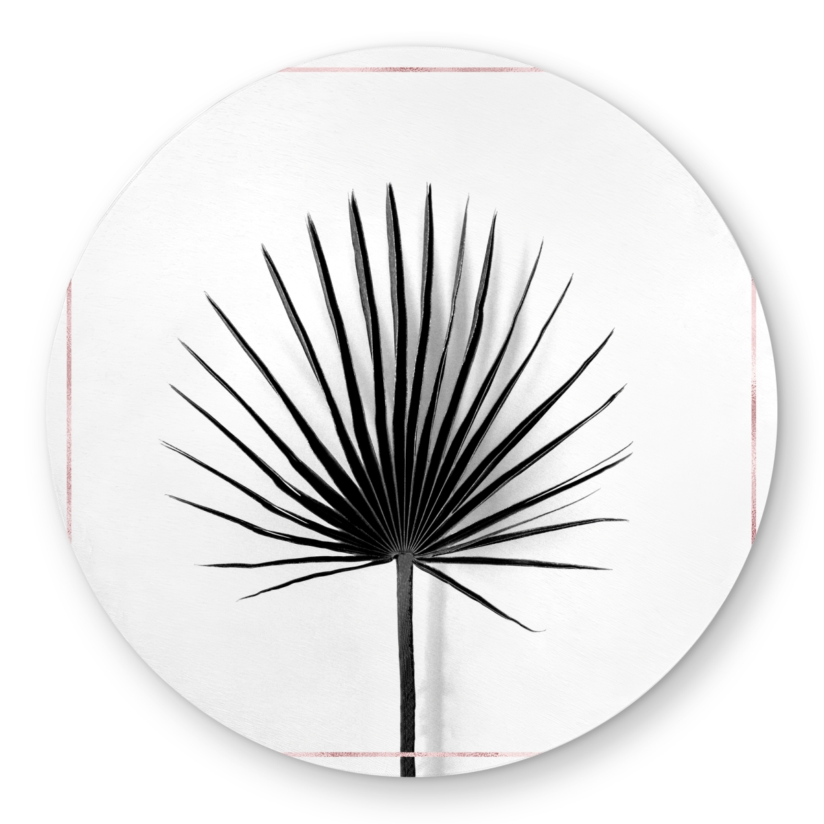 C1COAR555QI03Y 5 x 5 ft. Cabbage Palm Leaf Rug with Rose Lines - White Botanical Decor - Round
