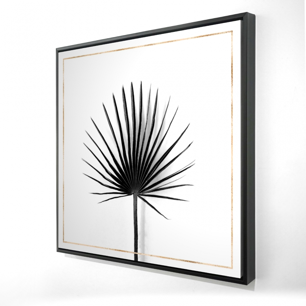 2081-3636-FL303 36 x 36 in. Cabbage Palm Leaf with Rose Lines - Exotic Pink Canvas Art