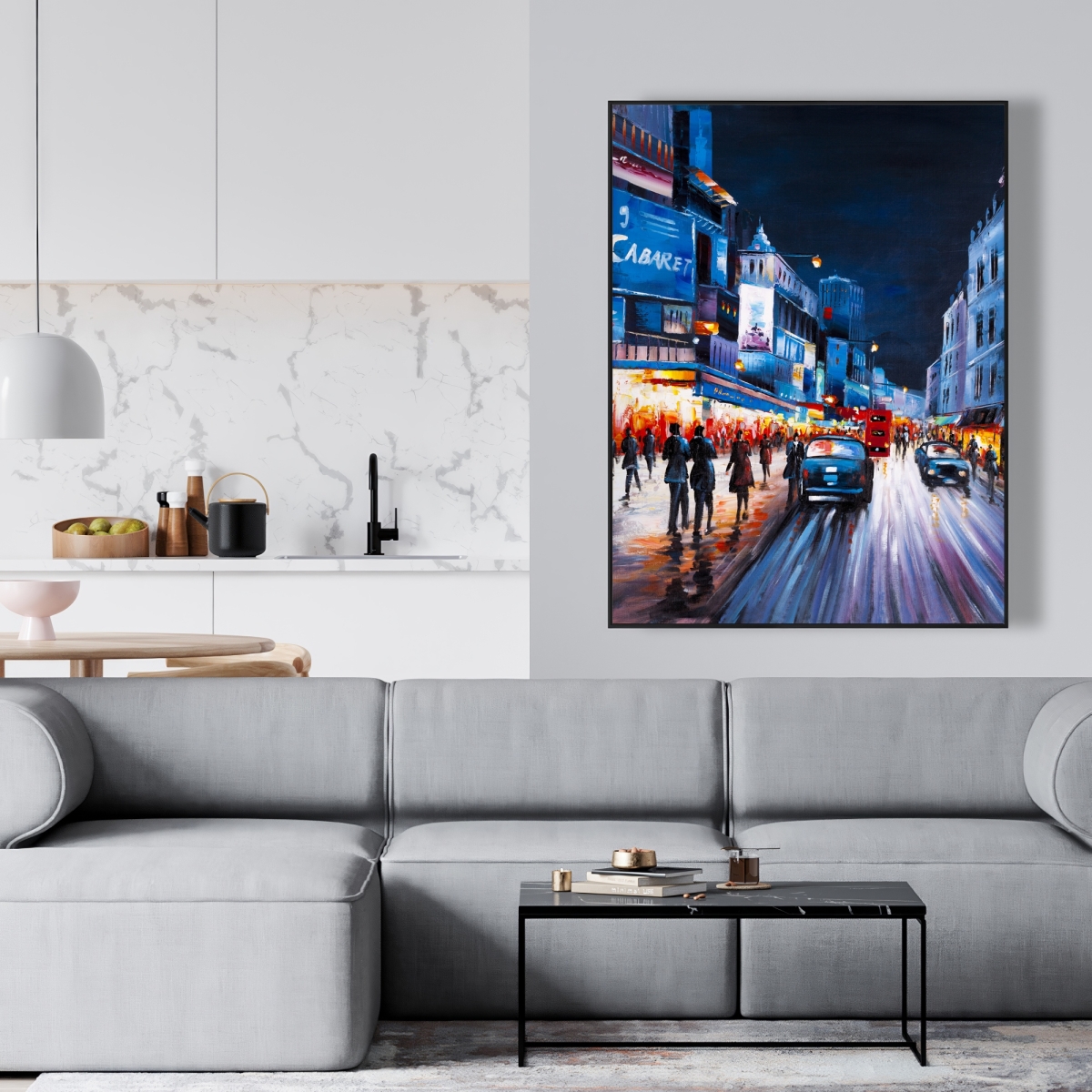 C1FC3648E9IF31 36 x 48 in. Cabaret Evening - Cities Office Framed Canvas Home Decor