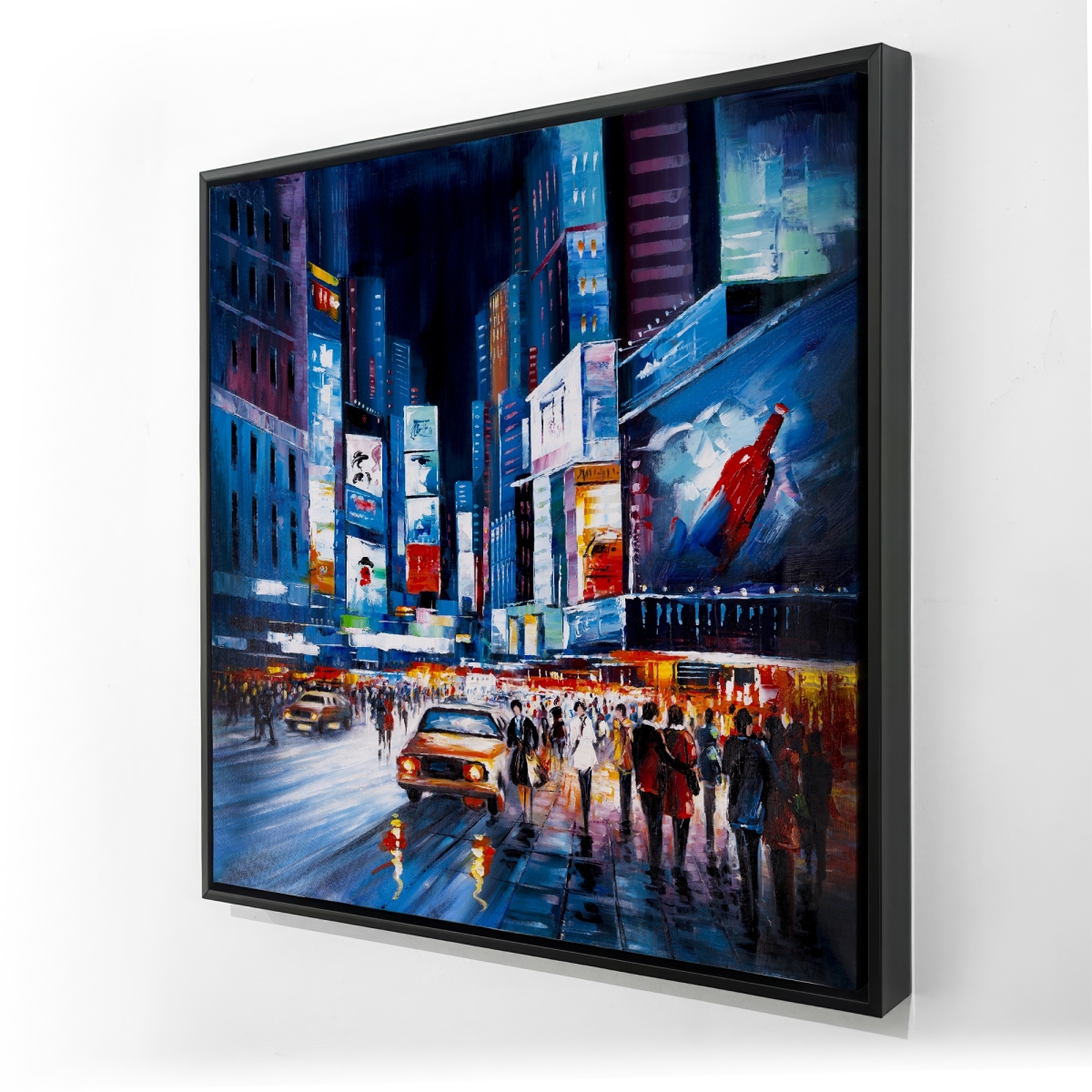 C1FC24247I8ZAH 24 x 24 in. Times Square Perspective - Contemporary Blue Framed Canvas Decor