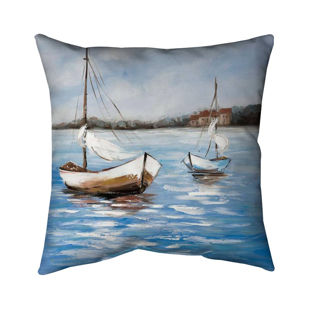 5543-2626-CO1 26 x 26 in. Two Boats on the Water - Office Marine Poly Twill Throw Decor