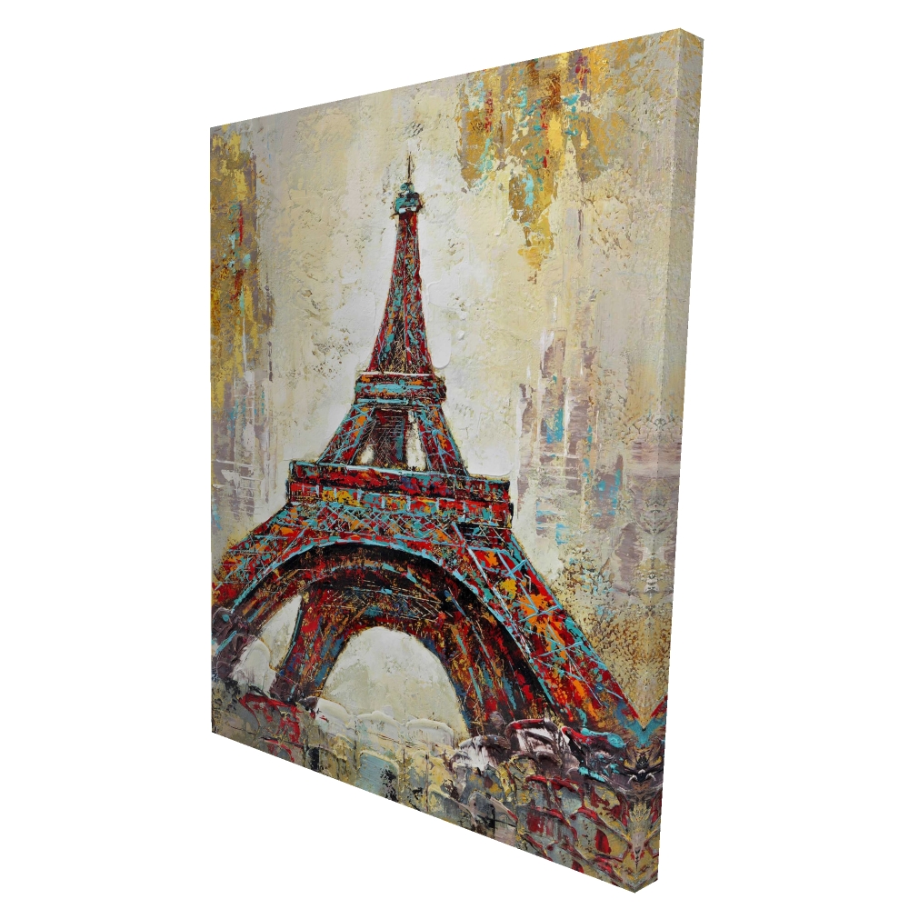 2080-4836-CI47 36 x 48 in. Abstract Eiffel Tower - Yellow Building Canvas for Home Decor