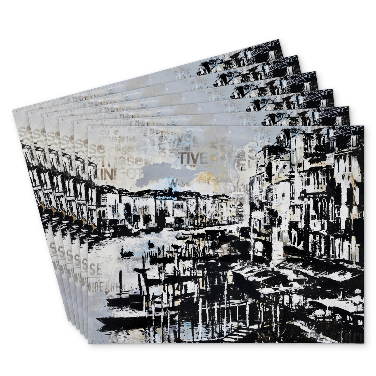 Picture of Begin Home Decor C6PP14184LOL0N 14 x 18 in. Abstract Venise Port Polyester Placemat for Home Decor - Chic - Set of 6