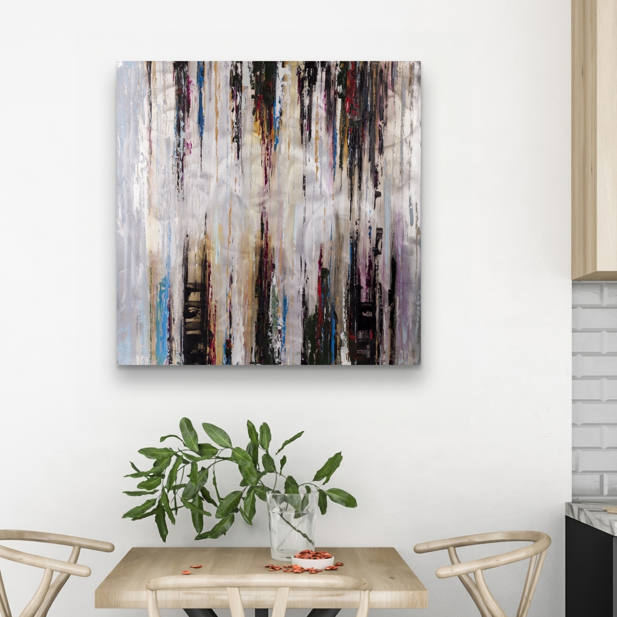 C1RC3232IUEKFI 32 x 32 in. Abstract Runny Paint - Abstract Office Canvas for Home Decor