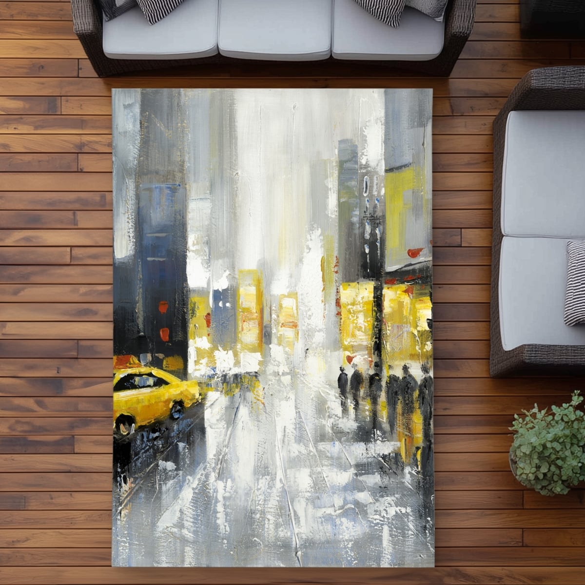 C1ROAR57415Q9E 5 x 7 ft. Rainy Busy Street Outdoor Area Rug - Stylish Home Decor - Rectangle