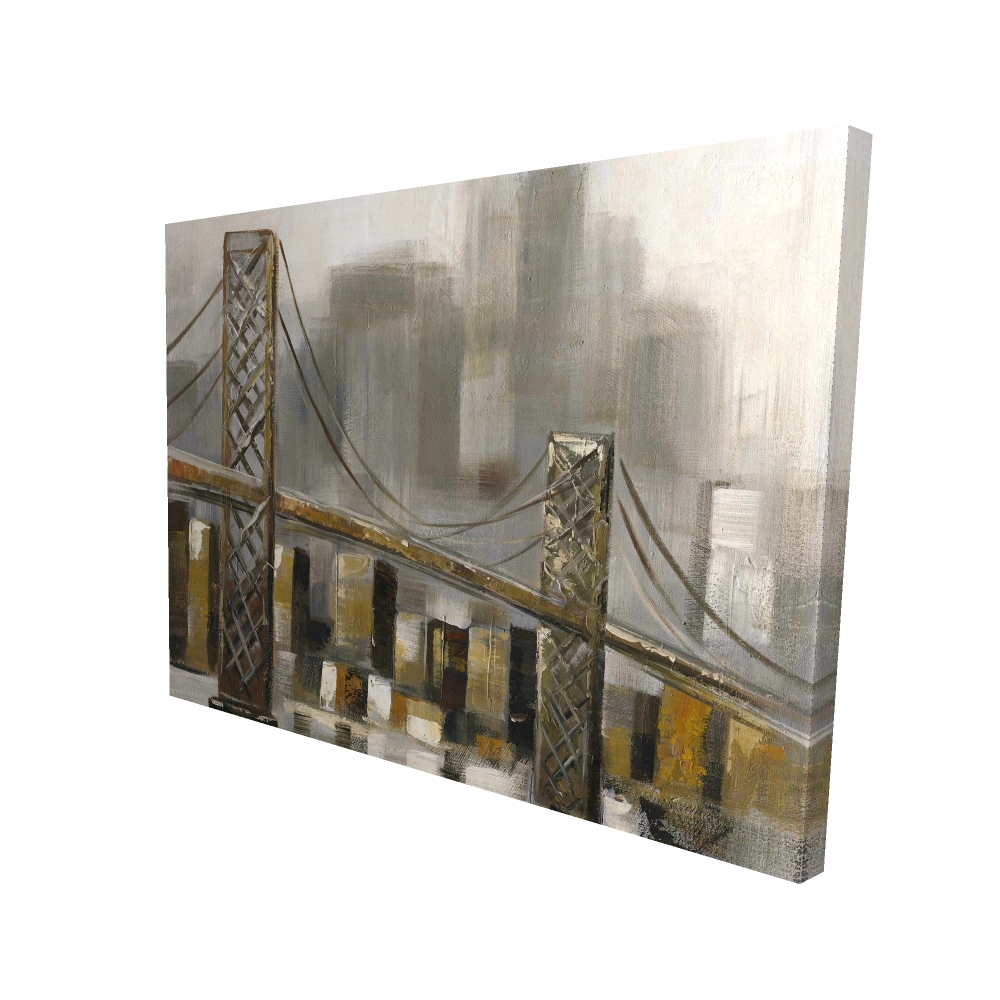 2080-3648-CI15 36 x 48 in. Bridge By a Cloudy Day - Bridge Cities Canvas for Home Decor